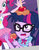 Size: 585x757 | Tagged: safe, screencap, pinkie pie, sci-twi, twilight sparkle, equestria girls, equestria girls series, g4, rollercoaster of friendship, apple, cropped, female, food, geode of telekinesis, glasses, messy hair, offscreen character, ponytail