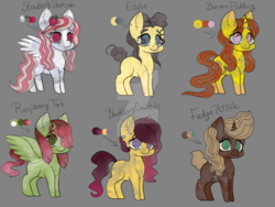 Size: 1024x768 | Tagged: safe, artist:artyanas-workshop, oc, earth pony, pegasus, pony, unicorn, adoptable, dessertponies