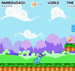Size: 255x240 | Tagged: safe, screencap, rainbow dash, pony, g4, 8-bit, 80s, animated, coin, female, gaming, idle animation, pixel art, solo, super mario bros., youtube link
