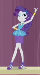 Size: 228x425 | Tagged: safe, screencap, rarity, equestria girls, g4, my little pony equestria girls: better together, stressed in show, armpits, arms in the air, belt, bracelet, clothes, cropped, cutie mark on clothes, dress, female, frilly design, geode of shielding, gold, hands in the air, high heels, jewelry, legs, magical geodes, one eye closed, one eye open, pencil skirt, pendant, pose, rarity peplum dress, shoes, skirt, sleeveless, solo