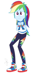 Size: 1050x2000 | Tagged: safe, artist:ilaria122, rainbow dash, equestria girls, equestria girls specials, g4, my little pony equestria girls: better together, my little pony equestria girls: rollercoaster of friendship, clothes, converse, cute, dashabetes, female, geode of super speed, magical geodes, pants, purple eyes, scared, shirt, shoes, simple background, sneakers, solo, sweatshirt, t-shirt, transparent background, vector, wavy mouth, wristband
