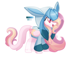 Size: 2487x2030 | Tagged: safe, artist:sugaryicecreammlp, oc, oc only, oc:rose garden, glaceon, pegasus, pony, clothes, female, high res, hoodie, mare, pokémon, pokémon diamond and pearl, simple background, solo, transparent background