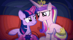 Size: 1200x674 | Tagged: safe, artist:2snacks, edit, editor:childofthenight, princess cadance, queen chrysalis, twilight sparkle, alicorn, pony, two best sisters play, g4, animated, belly, concave belly, controller, crown, cute, dancing, duo, female, gif, hand, hoof shoes, jewelry, liam (tbfp), liam sparkle, magic, magic hands, male to female, mare, physique difference, regalia, reversed, slender, super best sisters play, talking, telekinesis, thin, twilight sparkle (alicorn), two best friends play, wooldance, woolie (tbfp), youtube link