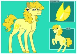 Size: 1024x715 | Tagged: safe, artist:colourstrike, oc, oc only, oc:lemon pie, earth pony, pony, green background, male, offspring, parent:cheese sandwich, parent:pinkie pie, parents:cheesepie, simple background, solo, stallion