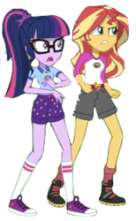 Size: 173x280 | Tagged: safe, artist:php77, edit, edited screencap, editor:php77, screencap, sci-twi, sunset shimmer, twilight sparkle, equestria girls, g4, my little pony equestria girls: legend of everfree, background removed, converse, duo, shoes, simple background, transparent background