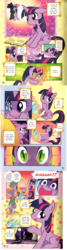 Size: 864x3232 | Tagged: safe, artist:akira himekawa, spike, twilight sparkle, dragon, pony, unicorn, g4, official, comic, female, male, mirror, moon, unicorn twilight