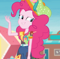 Size: 1102x1080 | Tagged: safe, screencap, pinkie pie, equestria girls, equestria girls specials, g4, my little pony equestria girls: better together, my little pony equestria girls: rollercoaster of friendship, cropped, female, fun inspector, fun inspector pinkie, solo