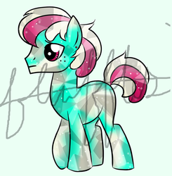 Size: 600x611 | Tagged: safe, artist:flufflesauce, artist:mayrinmewmew, oc, oc only, crystal pony, pony, adoptable, ear piercing, earring, for sale, jewelry, male, paint horse, piercing, pink, solo, stallion, tobiano