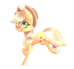 Size: 1024x951 | Tagged: safe, artist:luulyh, applejack, earth pony, pony, g4, cowboy hat, female, hat, looking at you, mare, simple background, solo, transparent background, underhoof