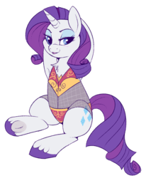 Size: 800x971 | Tagged: safe, artist:lulubell, rarity, pony, unicorn, g4, armpits, chest fluff, clothes, female, fishnet stockings, frog (hoof), hooves behind head, mare, pinup, simple background, solo, suit, transparent background, underhoof, unshorn fetlocks