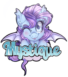 Size: 1600x1820 | Tagged: safe, artist:pvrii, oc, oc only, bat pony, pony, bat pony oc, female, looking at you, one eye closed, simple background, smiling, solo, transparent background, wink