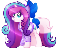 Size: 1924x1632 | Tagged: safe, artist:sugaryicecreammlp, oc, oc only, oc:magical melody, pony, unicorn, bow, clothes, female, hair bow, mare, simple background, solo, sweater, tail bow, transparent background