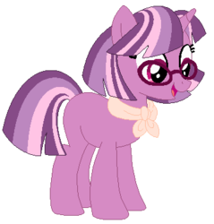 Size: 360x376 | Tagged: safe, artist:amberclarity, oc, oc only, oc:lilac radiance, pony, female, glasses, magical lesbian spawn, mare, offspring, parent:cheerilee, parent:twilight sparkle, parents:cheerilight, simple background, solo, transparent background