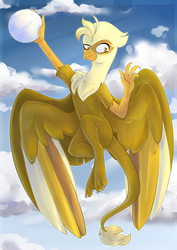 Size: 2150x3035 | Tagged: safe, artist:tigra0118, oc, oc only, griffon, high res, male, offscreen character, pov, sky, solo, sports, volleyball