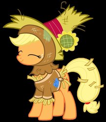 Size: 834x959 | Tagged: safe, artist:punchingshark, applejack, earth pony, pony, g4, black background, clothes, costume, cute, female, jackabetes, mare, scarecrow, simple background, solo
