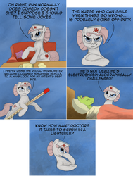 Size: 1604x2120 | Tagged: safe, artist:hewison, nurse redheart, oc, earth pony, pony, ask pun, g4, ask, comic, female, joke, mare, pun, thermometer