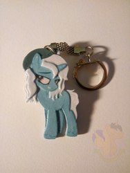 Size: 750x1000 | Tagged: safe, artist:king-franchesco, oc, oc only, pony, unicorn, female, hooves, horn, irl, keychain, mare, photo, smiling, solo, teeth