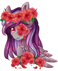 Size: 1024x1251 | Tagged: safe, artist:sketchyhowl, oc, oc only, oc:sketchy howl, pony, bust, female, flower, mare, portrait, simple background, solo, transparent background