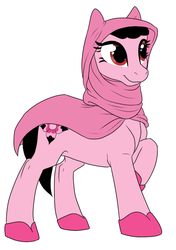 Size: 469x667 | Tagged: safe, artist:mythpony, oc, oc only, oc:violet bloom, earth pony, pony, female, hijab, hoof shoes, mare, raised hoof, simple background, solo, white background