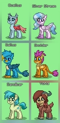 Size: 647x1312 | Tagged: safe, gallus, ocellus, sandbar, silverstream, smolder, yona, changedling, changeling, dragon, earth pony, griffon, hippogriff, pony, yak, pony town, g4, dragoness, female, game screencap, male, revised, student six, teenager