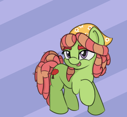 Size: 750x689 | Tagged: safe, artist:treekickerdraws, tree hugger, earth pony, pony, g4, bandana, dreadlocks, female, mare, open mouth, raised hoof, smiling, solo