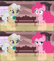 Size: 2378x2705 | Tagged: safe, artist:facelessjr, artist:spookitty, mayor mare, pinkie pie, g4, blushing, fan game, game, glasses, high res, pony tale adventures, preview, pta, train station, visual novel