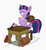 Size: 900x970 | Tagged: source needed, safe, artist:alloco, twilight sparkle, pony, unicorn, g4, a+, book, chair, desk, eyes closed, female, grades, happy, inkwell, mare, quill, school desk, solo, unicorn twilight