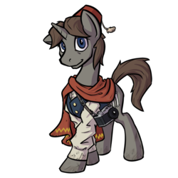 Size: 800x800 | Tagged: safe, artist:kalemon, oc, oc:flintlock, pony, unicorn, camera, clothes, fez, hat, male, simple background, stallion, transparent background