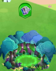Size: 384x487 | Tagged: safe, gameloft, twilight sparkle, g4, the mean 6, forest, game screencap, limited-time story, magic, no pony, the anonymous campsite, tree