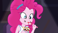 Size: 1920x1080 | Tagged: safe, screencap, pinkie pie, equestria girls, g4, my little pony equestria girls: better together, rarity investigates: the case of the bedazzled boot, rarity investigates: the case of the bedazzled boot: pinkie pie, cute, diapinkes, female, froyo, frozen yogurt, licking, solo, spoon, tongue out