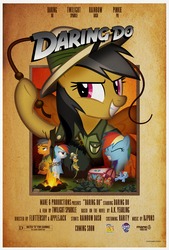 Size: 5530x8192 | Tagged: safe, screencap, daring do, pinkie pie, quibble pants, rainbow dash, twilight sparkle, g4, official, stranger than fan fiction, '83, 1983, 80s, absurd resolution, estin83, indiana jones, movie poster, my little pony logo, parody, poster