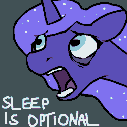 Size: 600x600 | Tagged: safe, artist:kazerad, princess luna, alicorn, pony, g4, 4chan, bust, ethereal mane, female, gif, gray background, insomnia, majestic as fuck, non-animated gif, portrait, simple background, sleep is for the weak, solo, starry mane, tired