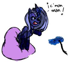 Size: 1280x1059 | Tagged: safe, artist:elbenjaftw, princess luna, alicorn, pony, g4, 30 minute art challenge, angry, clothes, controller, female, s1 luna, sketch, socks, solo