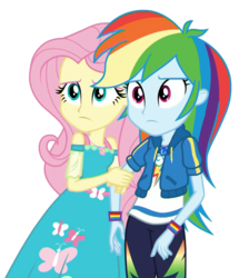 Size: 607x707 | Tagged: safe, edit, edited screencap, editor:php77, screencap, fluttershy, rainbow dash, equestria girls, equestria girls specials, g4, my little pony equestria girls: better together, my little pony equestria girls: rollercoaster of friendship, background removed, female, geode of fauna, geode of super speed, magical geodes, shipping fuel, simple background, transparent background