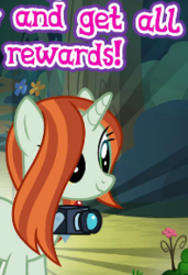 Size: 198x290 | Tagged: safe, gameloft, crackle cosette, queen chrysalis, g4, the mean 6, camera, cropped, disguise, disguised changeling, meme, wow! glimmer