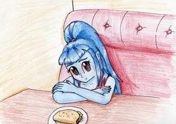 Size: 3388x2399 | Tagged: safe, artist:40kponyguy, derpibooru exclusive, sonata dusk, equestria girls, g4, crossed arms, cute, female, food, high res, looking at you, solo, taco, traditional art