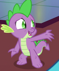 Size: 452x540 | Tagged: safe, screencap, spike, dragon, g4, season 7, triple threat, claws, cropped, smiling, tail