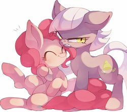Size: 1700x1500 | Tagged: safe, artist:masa_0006, limestone pie, pinkie pie, earth pony, pony, g4, big sister, cute, duo, eyes closed, female, glare, mare, pie sisters, siblings, sisters, smiling