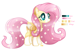 Size: 1688x1104 | Tagged: safe, artist:sugaryicecreammlp, fluttershy, pony, g4, alternate design, colored wings, female, flower, flower in hair, multicolored wings, reference sheet, simple background, solo, transparent background