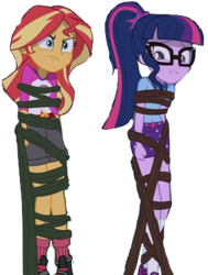 Size: 293x388 | Tagged: safe, artist:php77, edit, edited screencap, editor:php77, screencap, sci-twi, sunset shimmer, twilight sparkle, equestria girls, g4, my little pony equestria girls: legend of everfree, background removed, duo, duo female, female, not a vector, simple background, transparent background, vine