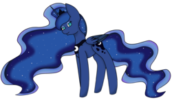 Size: 2740x1600 | Tagged: safe, artist:calibykitty, princess luna, alicorn, pony, g4, eyeshadow, female, gradient mane, lidded eyes, makeup, mare, simple background, solo, transparent background