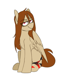 Size: 461x573 | Tagged: safe, artist:redxbacon, oc, oc only, oc:red stroke, pegasus, pony, bags under eyes, female, looking at you, mare, simple background, smiling, solo, white background