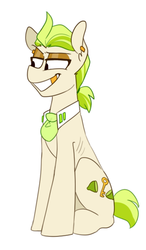 Size: 399x683 | Tagged: safe, artist:redxbacon, oc, oc only, oc:golden keylime, pony, ear piercing, female, gold tooth, piercing, simple background, solo, white background