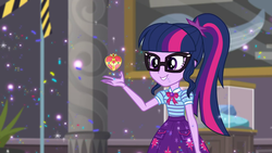 Size: 1280x720 | Tagged: safe, edit, edited screencap, editor:sonic ranger, screencap, sci-twi, twilight sparkle, equestria girls, g4, my little pony equestria girls: better together, school of rock, female, geode of telekinesis, ponytail, sailor moon (series), solo