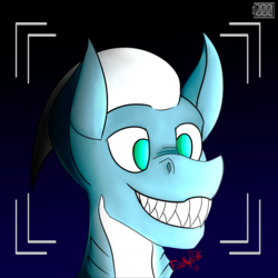 Size: 2048x2048 | Tagged: safe, artist:fireryd3r, oc, oc:tiburón, original species, shark, shark pony, camera, high res, pointed teeth, shark week, smiling