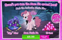 Size: 1090x707 | Tagged: safe, gameloft, mean pinkie pie, earth pony, pony, g4, the mean 6, clone, costs real money, crack is cheaper, female, gem, greedloft, introduction card, lidded eyes, mare, starlight's room
