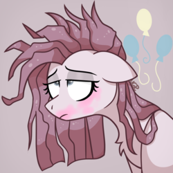 Size: 1000x1000 | Tagged: safe, artist:vale-bandicoot96, pinkie pie, earth pony, pony, g4, yakity-sax, depressed, female, lidded eyes, makeup, messy mane, pinkamena diane pie, solo