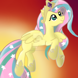 Size: 1024x1024 | Tagged: safe, artist:koharuveddette, fluttershy, princess celestia, pony, g4, horse play, my little pony: friendship is magic, cosplay, costume, deviantart watermark, female, shylestia, solo, watermark