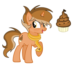 Size: 2112x1928 | Tagged: dead source, safe, artist:rainbows-skies, oc, oc only, oc:chocolate cupcake, pony, unicorn, clothes, male, scarf, simple background, solo, stallion, transparent background