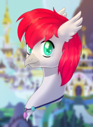 Size: 1828x2500 | Tagged: safe, artist:tigra0118, oc, oc only, classical hippogriff, hippogriff, canterlot, commission, male, smiling, solo